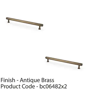 2 PACK - Industrial Hex T Bar Pull Handle - Antique Brass 224mm Centres Kitchen Cabinet