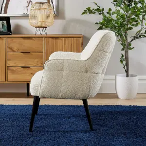 Home Source Teddy Fur Armchair Cream