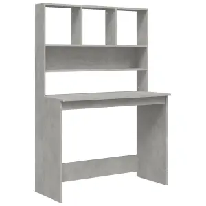 Berkfield Desk with Shelves Concrete Grey 102x45x148 cm Engineered Wood