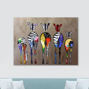 Zebras From Behind Abstract Colourful - Wrapped Canvas Print 81.3cm H x 117cm W