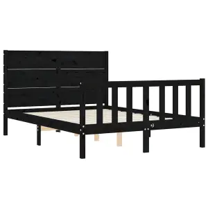 Berkfield Bed Frame with Headboard Black 120x200 cm Solid Wood