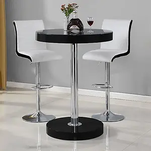 Furniture In Fashion Havana Bar Table In Black With 2 Ritz White And Black Bar Stools