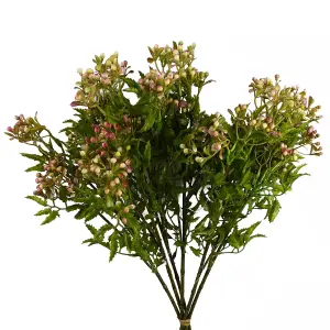 Pack of 6 x 55cm Artificial Foliage Stem with Pink Berries