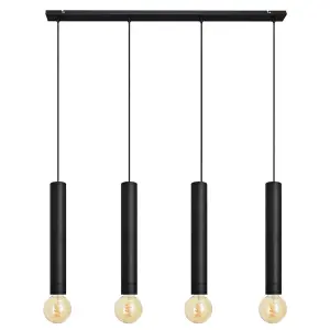 Luminosa Tuba Straight Bar Pendant Ceiling Light Black 100cm