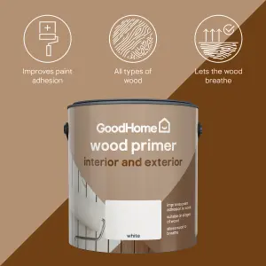 GoodHome White Multi-surface Wood Primer & undercoat, 2.5L