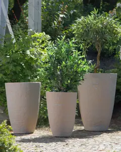 Set of 2 Plant Pots 43 x 43 x 60 cm Beige CAMIA