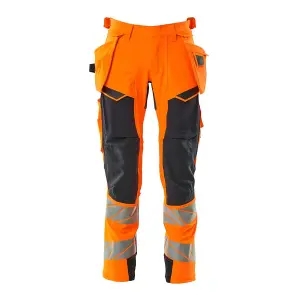 Mascot Accelerate Safe Trousers with Holster Pockets - Hi-Vis Orange/Dark Navy   (40.5) (Leg Length - Short)