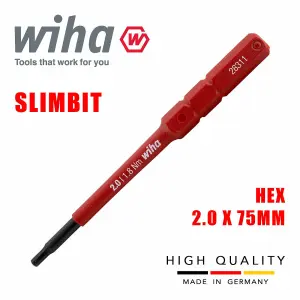 Wiha Slimbit Screwdriver SlimVario PZ SL PH Torx HEX 75mm 1000v VDE Electrician Hex 2.0mm 37223