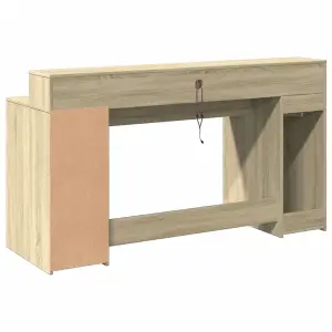 Berkfield Desk with LED Lights Sonoma Oak 160x55x91 cm Engineered Wood