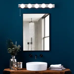 Litecraft Tasmieno Chrome 5 Lamp Hollywood Style Bathroom Wall Light