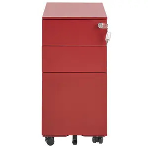 Bridget-Malikia 30cm Wide 3 -Drawer Mobile Solid Wood File Cabinet Red