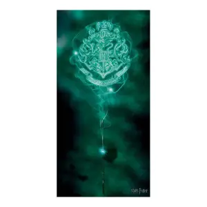 Harry Potter Patronus Hogwarts Crest Canvas Print Green (100cm x 50cm)