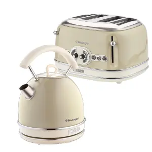 Ariete ARPK39 Vintage Retro Dome Kettle, 4 Slice Toaster Set, Cream