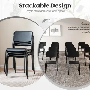 COSTWAY Plastic Dining Chairs Set of 4 Stackable Kitchen Chairs w/ Metal Legs