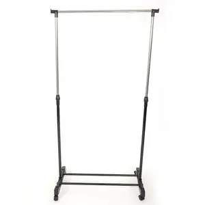 Portable Clothes Rack Single Hanging Garment Bar Heavy Duty Hanger Rolling