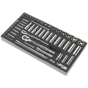 Comprehensive 62 Piece Socket Set with Tool Tray for All Your DIY Needs