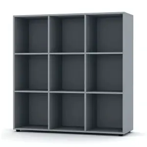 URBNLIVING 9 Cube Grey Wooden Bookcase Shelving Display Shelves Storage Unit Wood Shelf Without Door