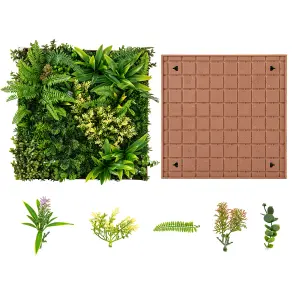 COSTWAY 2 Pack Square Artificial Foliage Wall 50 x 50 cm 3D Hanging Greenery Hedge