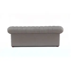 Chesterfield 3 Seater Sofa Charles Slate Grey Real Linen Fabric In Classic Style