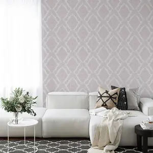 Wallquest Villa Rosa Damask Pink Wallpaper Floral Classic Acrylic Coated