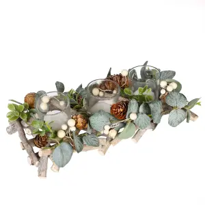 Nature Trail Trio Tealight Xmas Table Decoration Centrepiece Christmas Décor Candle Holder