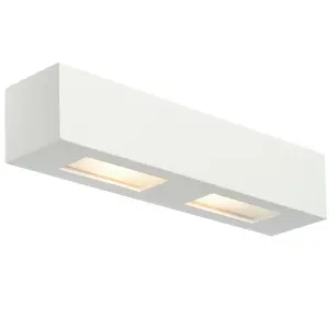 Dimmable Twin Wall Light Primed White (ready to paint) Box Down Lamp Fitting