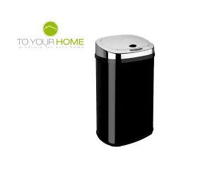 Dihl 30L Black with Chrome Lid Stainless Steel Touchless Hands-free Sensor Kitchen Waste Dust Bin Automatic