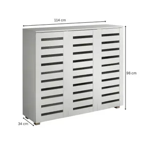 Home Source Oslo 3 Door Shoe Storage Cabinet Unit White