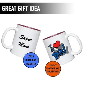 4Pack 11oz White 2Tone Sublimation Mugs Perfect for Custom Printing