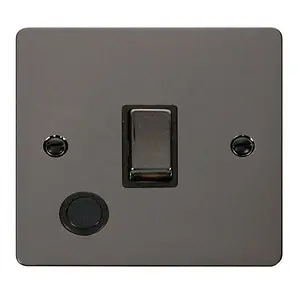 Flat Plate Black Nickel 1 Gang 20A Ingot DP Switch With Flex - Black Trim - SE Home