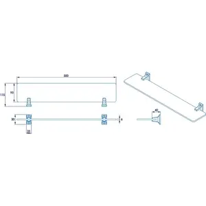 Sutton Glass Shelf With Brackets