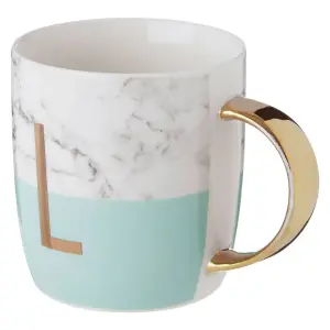 Maison by Premier Mimo Pastel Green L Letter Monogram Mug