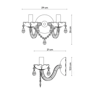 GoodHome Gacruz Traditional Clear & Grey Chrome effect Double Wall light