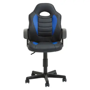 Interiors by Premier Black And Blue Pu Gaming Chair