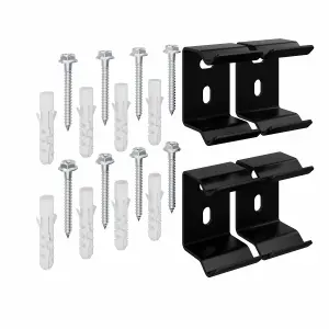 Right Radiators Oval Column Radiator Horizontal Mounting Bracket Kit Fittings Set Black