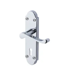 Colours Beja Polished Chrome effect Steel Scroll Lock Door handle (L)96mm