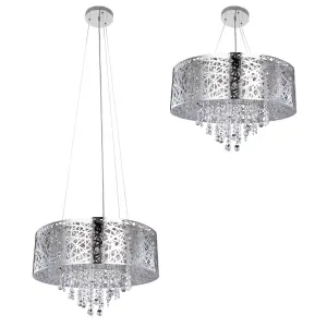 Litecraft Ashley Chrome 9 Lamp Drum Ceiling Light Pendant