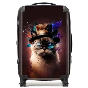 Siamese Cat Face Splashart Suitcase - Medium