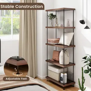 Costway 3-Tier Freestanding Bookshelf 146 cm Display Rack Industrial Storage Shelving Unit