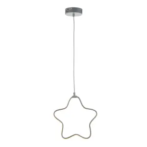 Star Matt Grey LED Pendant ceiling light, (Dia)300mm