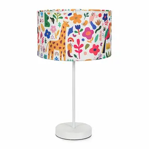 ValueLights Charles White Metal Single Stem Table Lamp with Tropical Lamp Shade