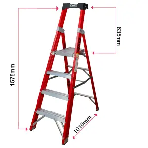 Excel Electricians Fibreglass Platform Step Ladder 4 Tread 1.57m EN131