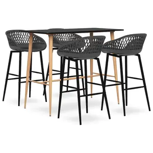 Berkfield 5 Piece Bar Set Black and Grey