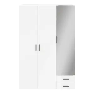 GoodHome Atomia Freestanding Matt white Chipboard Mirrored Triple 2 drawer Wardrobe (H)2250mm (W)1000mm (D)580mm