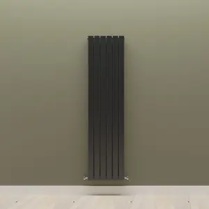 Vertical Black Double Flat Panel Radiator (H) 1600 mm x (W) 408 mm, 5492 BTU.