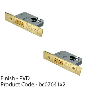 2 PACK - 64mm EURO Profile Deadlock - Polished Brass - BS EN 12209 Security Lock