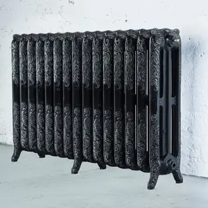 Arroll Montmartre Black & silver 3 Column Radiator, (W)1234mm x (H)760mm