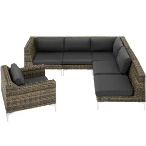 Rattan Garden Furniture Villanova - left corner chair, thick seat cushion, 89 x 89 x 72 cm - Mottled Anthracite