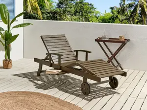 Sun Lounger Wood Dark Wood AMANTEA