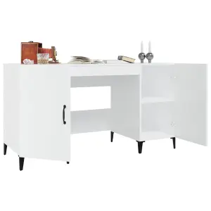 Berkfield Desk High Gloss White 140x50x75 cm Engineered Wood